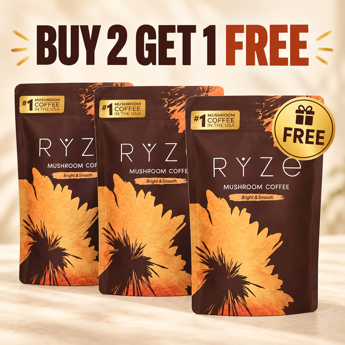 RYZE Mushroom Coffee Original Blend – 2 Pack