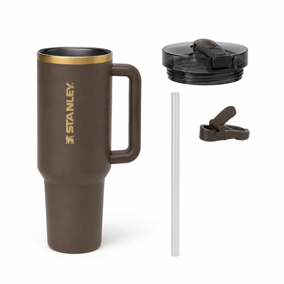 Stanley ProTour Flip Straw Tumbler 40 oz – Espresso Gold, Leak-Proof Insulated Bottle