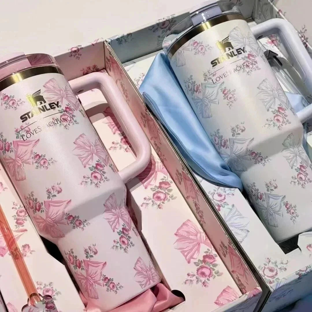 Stanley x LoveShackFancy 40oz Holiday Rosa Beaux Blue Tumbler Gift Box