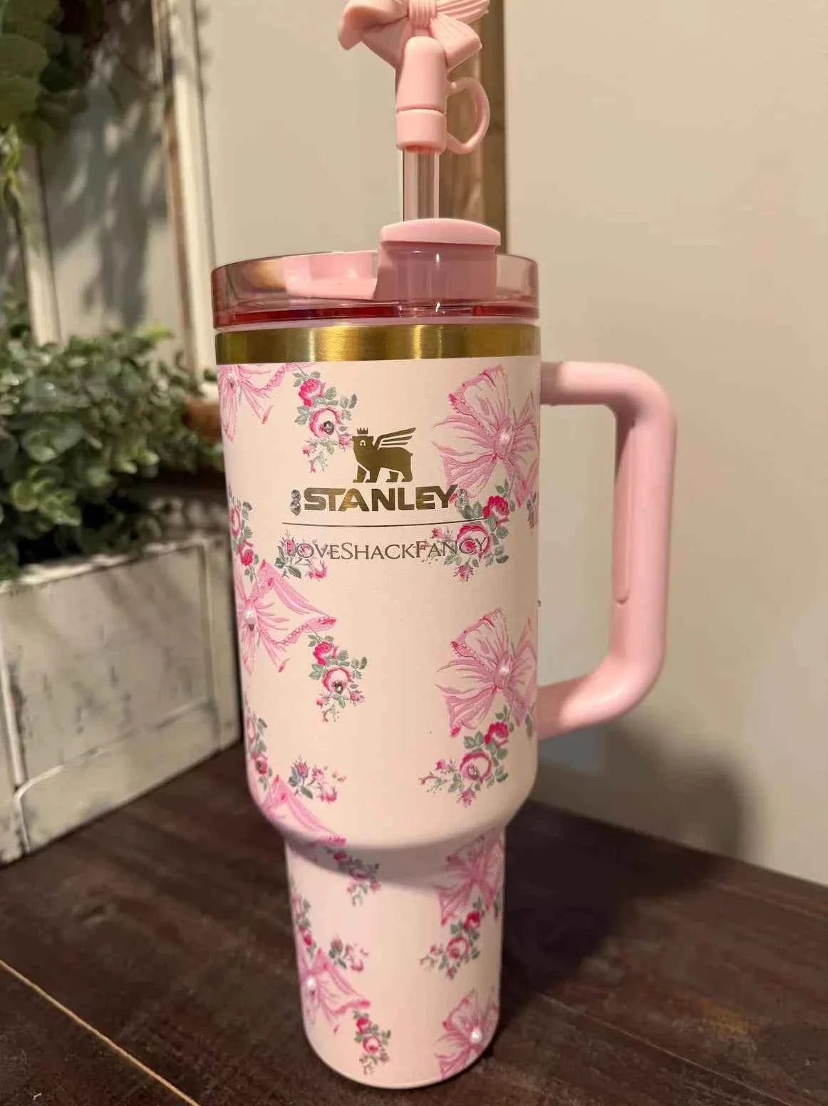 Stanley x LoveShackFancy Quencher 40 oz Pink Butterfly Tumbler