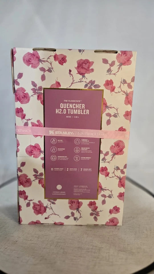 Stanley Pink Floral 40 oz Insulated Tumbler with Handle & Straw