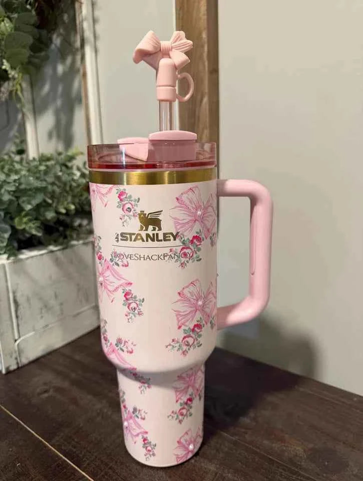 Stanley x LoveShackFancy Quencher 40 oz Pink Butterfly Tumbler