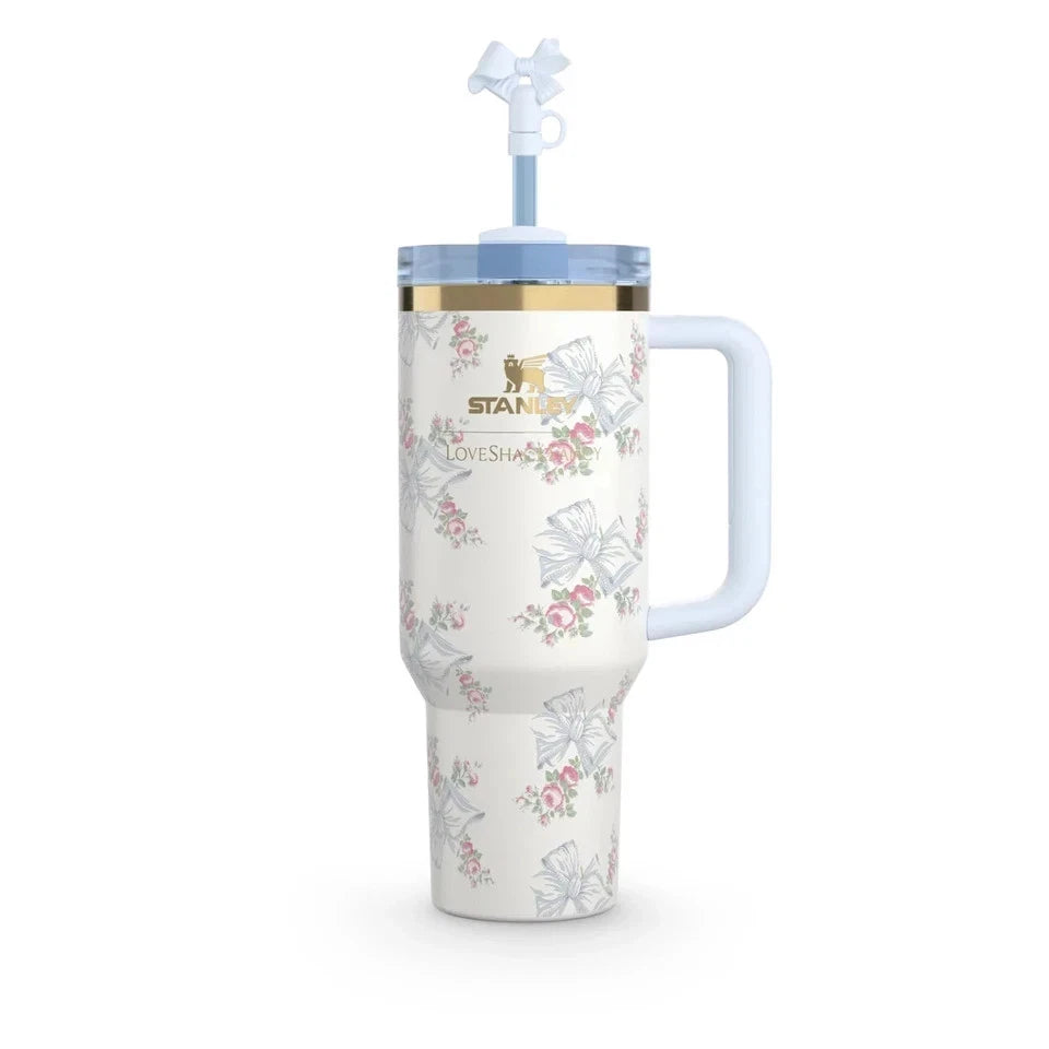 Stanley x LoveShackFancy 40oz Holiday Rosa Beaux Blue Tumbler Gift Box