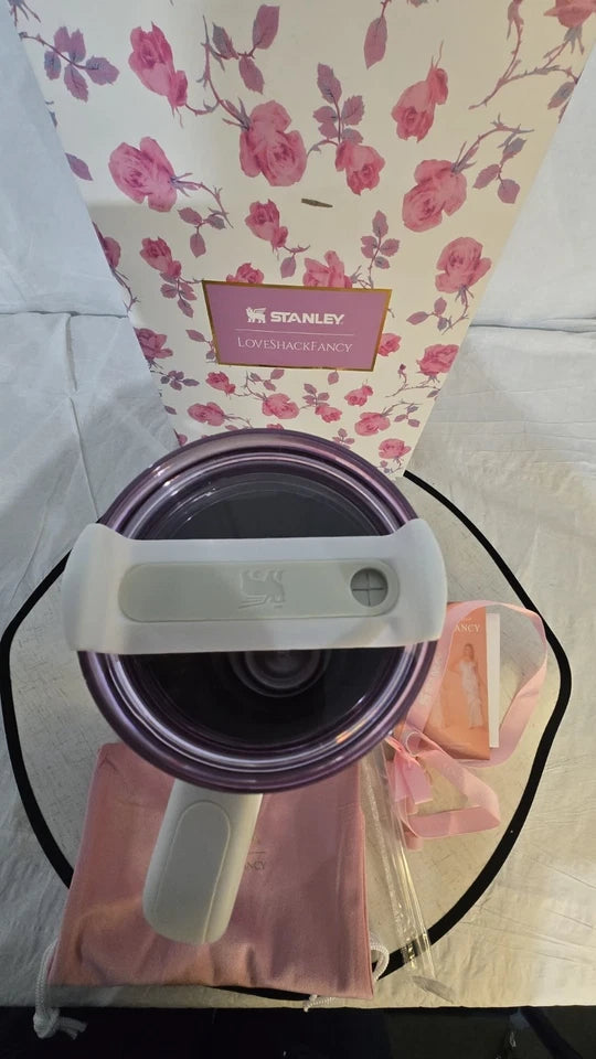 Stanley Pink Floral 40 oz Insulated Tumbler with Handle & Straw