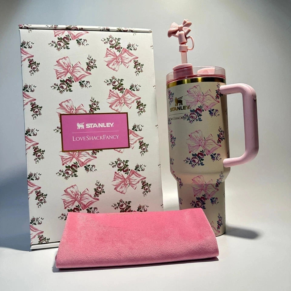 Stanley x LoveShackFancy 40oz Holiday Rosa Beaux Blue Tumbler Gift Box